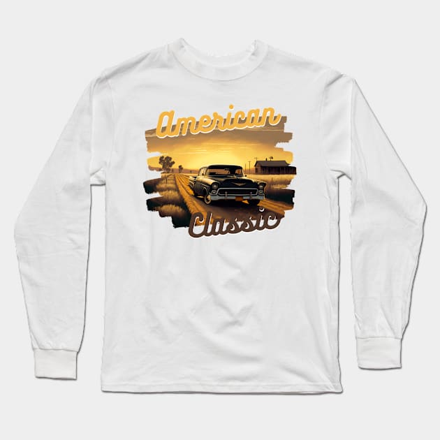 American Classic Car Inspired by The Chevy El Camino Long Sleeve T-Shirt by TheArtfulAllie